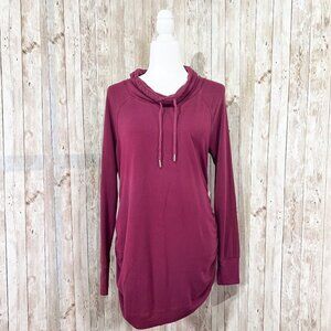 Women's Isabel Long Sleeve Maternity Sweatshirt | Dark Red | Cowl Neck | Medium